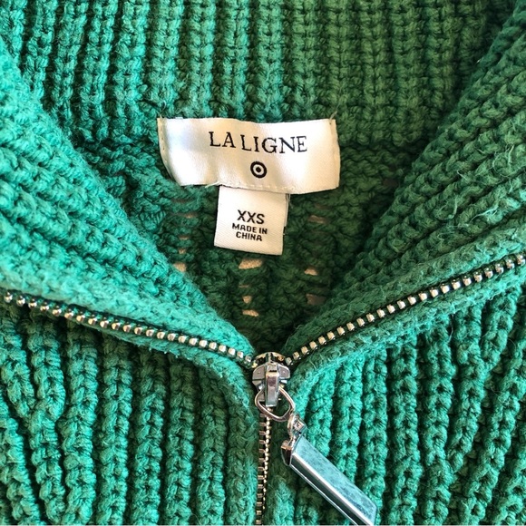La Ligne Green & Blue Striped Cable Knit x Target Mock Turtleneck Sweater Sz XXS - Picture 7 of 8